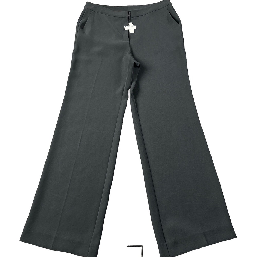 St. John Collection Santana Knit Wool Blend Pants Women's 12 Black Wide Leg Nice